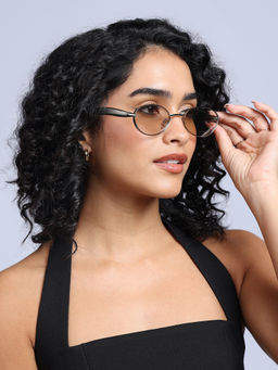 Twenty Dresses by Nykaa Fashion - Grey & Silver Metal Frame Oval Sunglasses