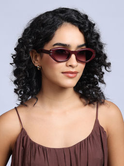 Twenty Dresses by Nykaa Fashion - Maroon Geometric Cat-Eye Sunglasses