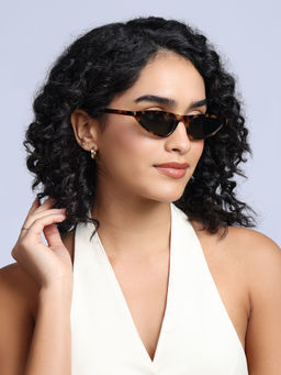 Twenty Dresses by Nykaa Fashion - Brown Animal Print Slim Cat-Eye Sunglasses