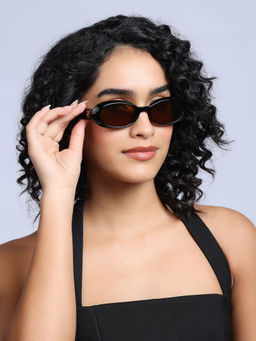Twenty Dresses by Nykaa Fashion - Black Thick Rim Oval Sunglasses