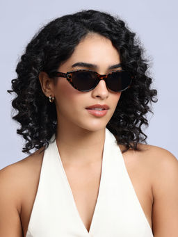Twenty Dresses by Nykaa Fashion - Brown Animal Print Cat-Eye Sunglasses