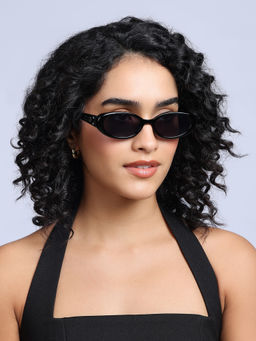 Twenty Dresses by Nykaa Fashion - Black Retro Full Rim Oval Shape Sunglasses