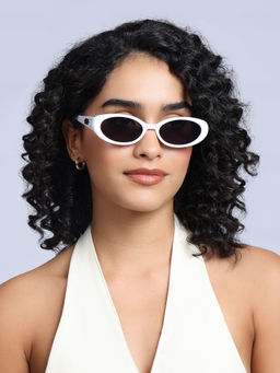 Twenty Dresses by Nykaa Fashion - White Retro Full Rim Oval Shape Sunglasses
