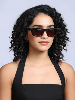 Twenty Dresses by Nykaa Fashion - Dark Brown Retro Square Cat-Eye Sunglasses