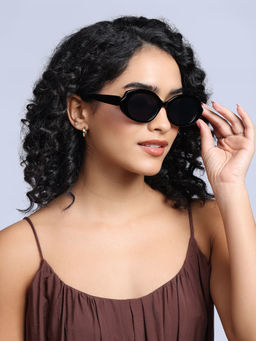 Twenty Dresses by Nykaa Fashion - Black Double Point Oval Sunglasses