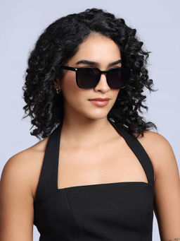 Twenty Dresses by Nykaa Fashion - Black Oversize Wayfarer Sunglasses With Slim Full Rim Frame
