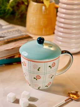 The Wishing Chair - Tea Garden Handpainted Ceramic Coffee Mug With Lid