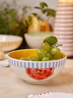 The Wishing Chair - Stripe & Stem Handpainted Ceramic Bowl