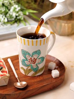The Wishing Chair - Stripe & Stem Tall Handpainted Ceramic Coffee Mug
