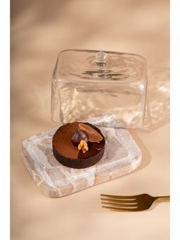 SG Home - Earthy Marble Dish With Glass Cloche