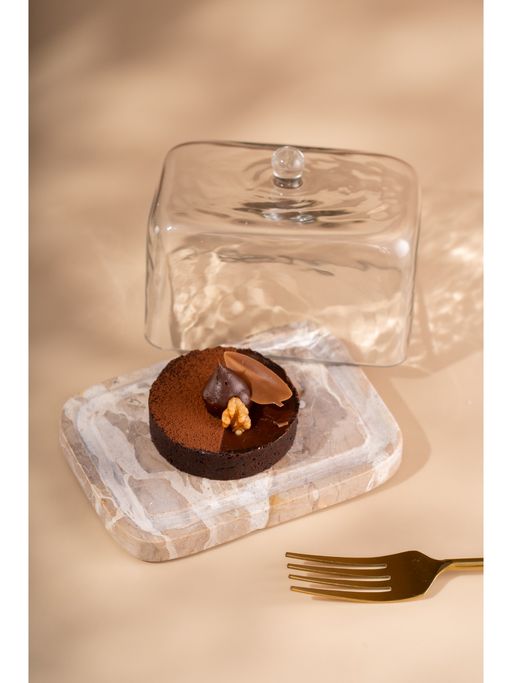 SG Home Earthy Marble Dish With Glass Cloche