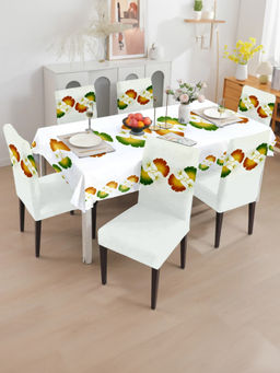 Cortina - White Waterproof Pvc Dining Table Cover & 6 Chair Covers 6 Seater