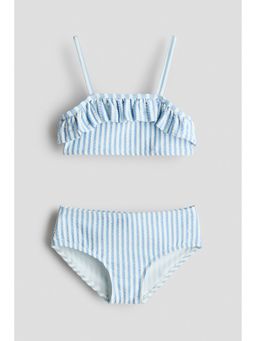 H&M - Girls Blue Frill-Trimmed Bikini Top and Bottom