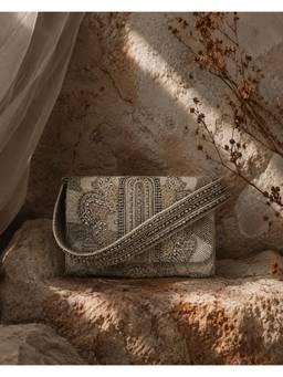 AYE VI - Ivory Ibadat Minaudiere Clutch with Belt