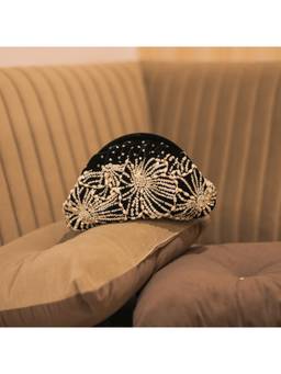 AYE VI - Black Celestial Bloom Ruched Clutch