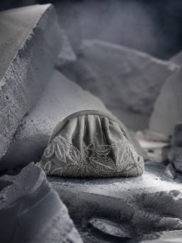 AYE VI - Grey Eclipse Fleur Ruched Clutch
