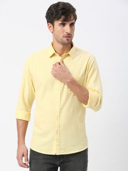 Dragon Hill - Full Sleeves Lemon Yellow Linen Shirt with Pocket