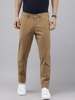 GENIPS - Mens Brown Cotton Caribbean Slim Fit Trouser