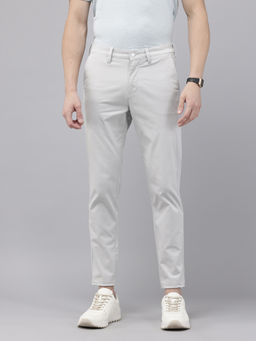 GENIPS - Mens Grey Cotton Caribbean Slim Fit Trouser