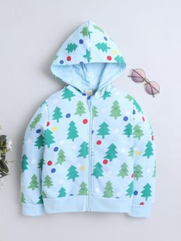 Baby Nation - Blue Printed Cotton Regular Hoodie