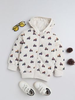 Baby Nation - Cream Printed Cotton Regular Hoodie