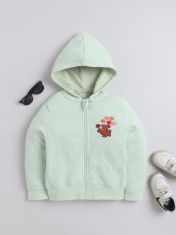 Baby Nation - Green Solid Velvet Regular Hoodie