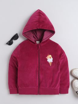 Baby Nation - Pink Solid Velvet Regular Hoodie