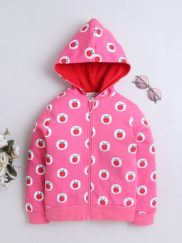 Baby Nation - Pink Printed Cotton Regular Hoodie