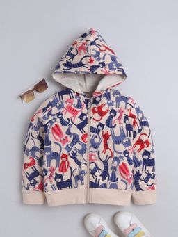 Baby Nation - Cream Printed Cotton Regular Hoodie