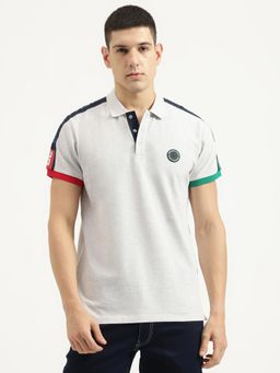 United Colors of Benetton - Men Regular Fit Collar Neck Solid/Plain Grey Polo T-Shirt
