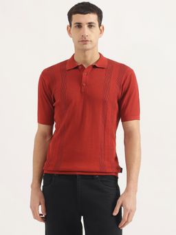 United Colors of Benetton - Men Regular Fit Collar Neck Solid/Plain Red Polo T-Shirt