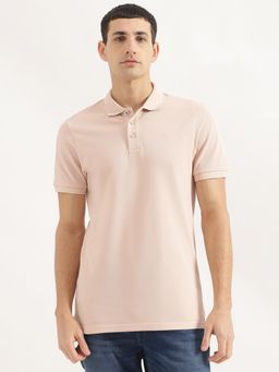 United Colors of Benetton - Men Regular Fit Collar Neck Solid/Plain Beige Polo T-Shirt