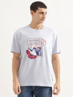 United Colors of Benetton - Men Boxy Fit Round Neck Printed Blue T-Shirt