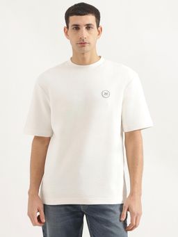 United Colors of Benetton - Men Oversized Fit Round Neck Solid/Plain White T-Shirt