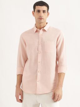 United Colors of Benetton - Men Regular Fit Collar Neck Solid/Plain Pink Shirt