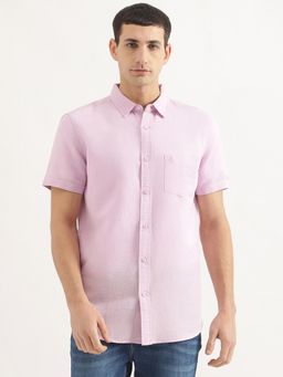 United Colors of Benetton - Men Regular Fit Collar Neck Solid/Plain Pink Shirt