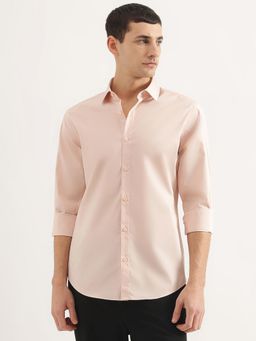 United Colors of Benetton - Men Slim Fit Collar Neck Solid/Plain Beige Shirt