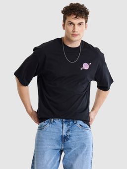 Snitch - Black Graphic Print Oversized Fit T-Shirt