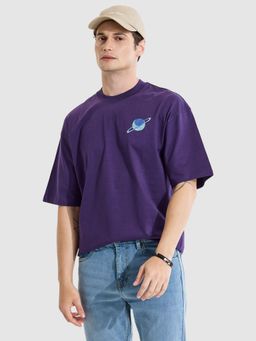 Snitch - Purple Graphic Print Oversized Fit T-Shirt