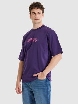 Snitch - Purple Graphic Print Oversized Fit T-Shirt
