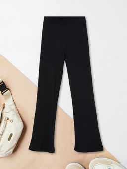 max - Girls Ribbed Flared Leggings