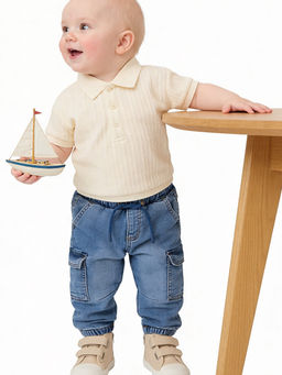 max - Boys Washed Denim Cargo Jeans
