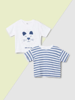 max - Boys Embroidered And Striped T-Shirts (Pack Of 2)