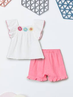 max - Girls Embroidered Top And Shorts