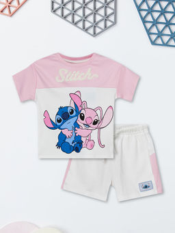max - Girls Lilo And Stitch Printed T-Shirt And Shorts