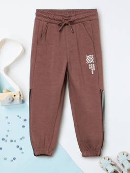 max - Boys Brown Printed Relaxed Joggers