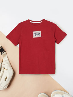 max - Boys Red Printed T-Shirt