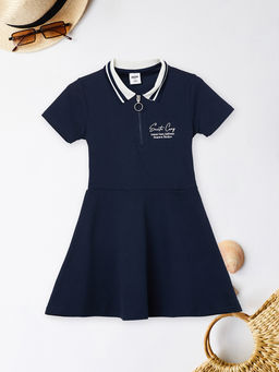 max - Girls Striped Collar Polo Dress