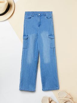 max - Girls Blue Washed Straight Fit Denim Jeans