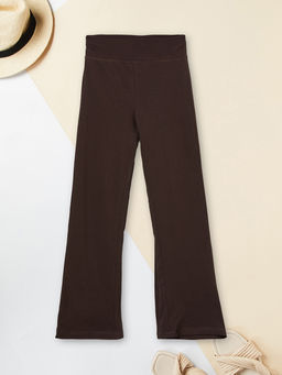 max - Girls Brown Solid Flared Leggings